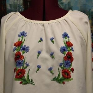 Ukrainian Shirt Embroidered women's shirt made of beaded handmade